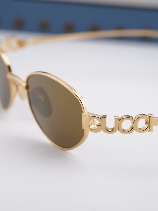 Gucci GG1935S 003 Cat Eye Sunglasses - Shiny Gold / Brown with Bronze Mirror main image 4